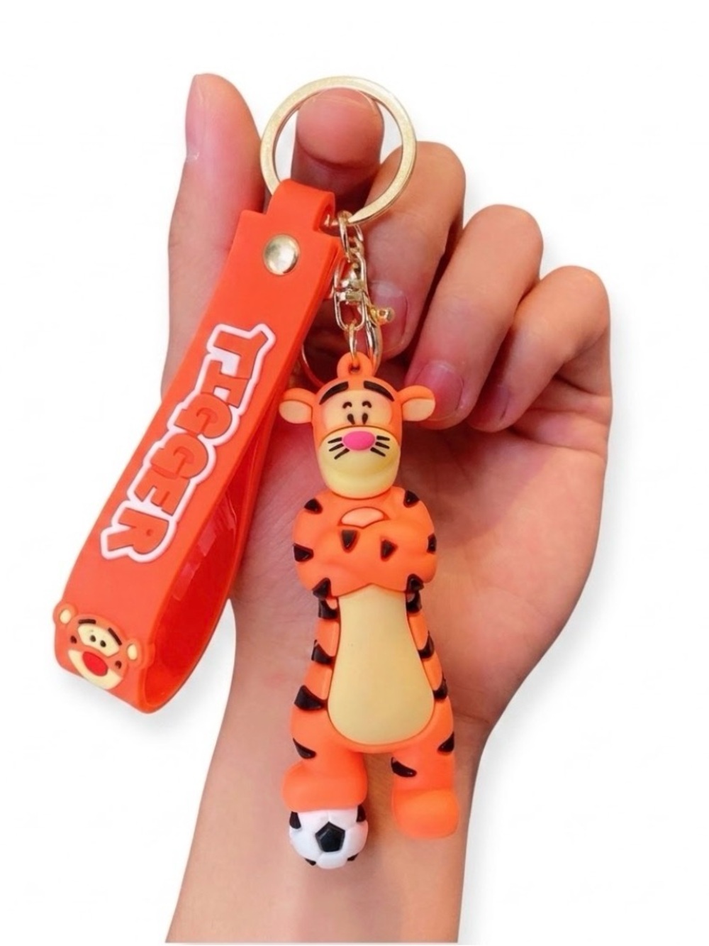 Disney Winnie The Pooh Tigger with Soccer Ball Silicone Keychain Bag Charm